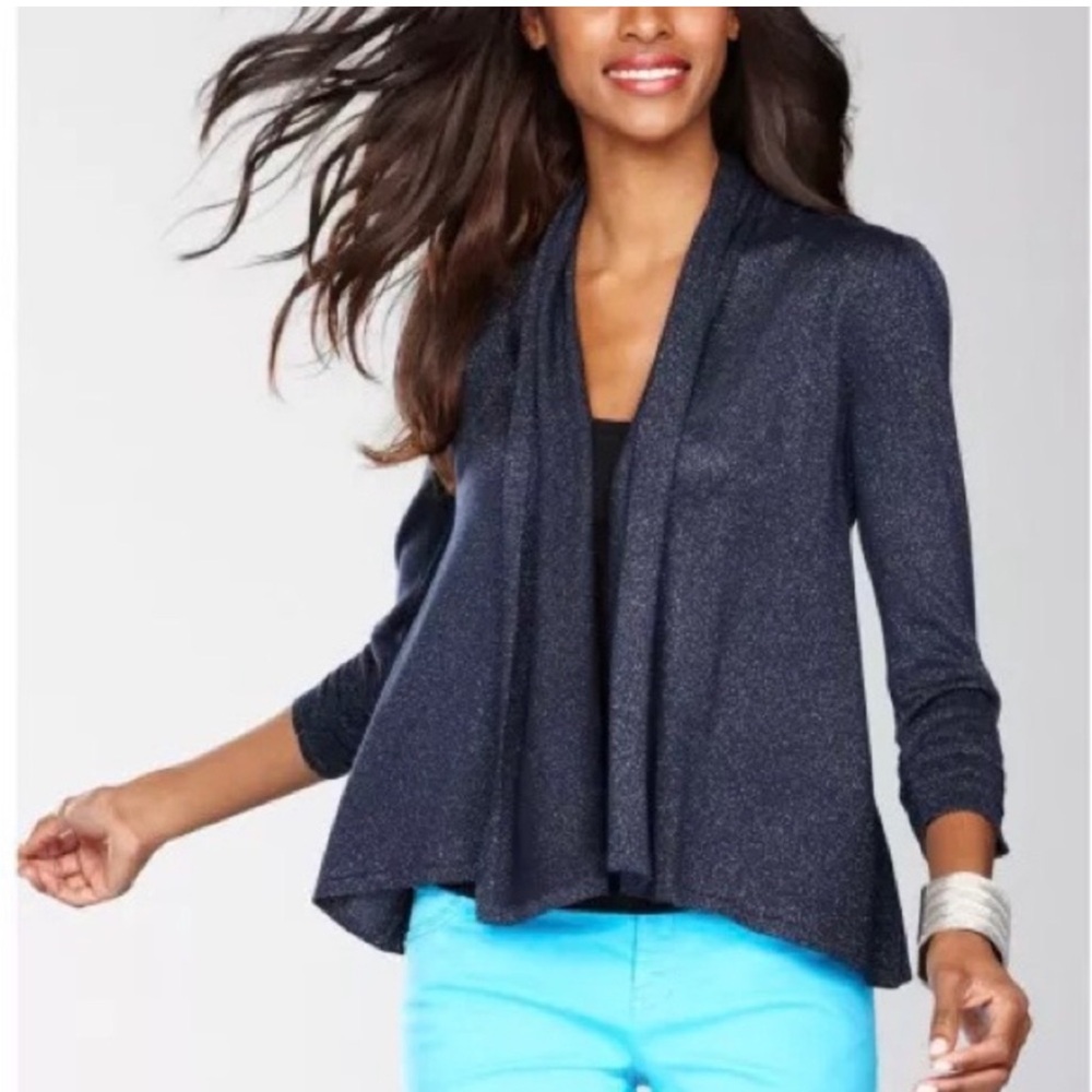 INC International Concepts Shimmering Navy Cardigan